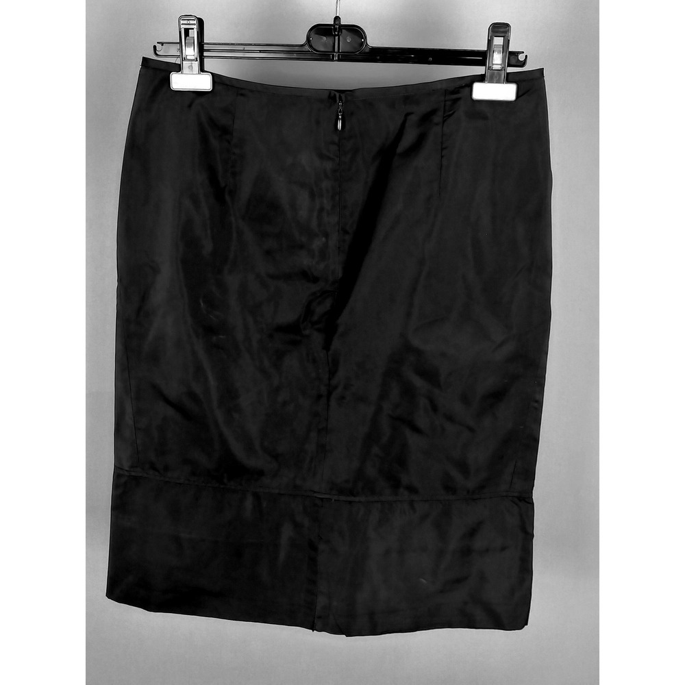 Lida Baday Silk Skirt Tailored Size 8‎ Black Knee Length Silk Lined